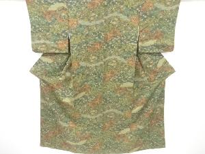 雲に花車・流水模様小紋着物